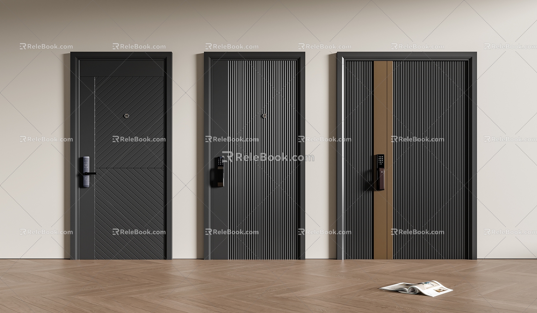 Modern entry door security door 3d model