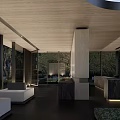 Modern Residential Garden Landscape With High Rise Buildings Green Plants And Entrance Driveway