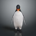 Adorable Penguin With Black White Plumage And Orange Beak In Standing Posture On Gray Background 3d model