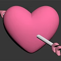 Pink Heart Balloon With White Arrow On Dark Reflective Surface 3d model