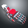 Robotic Arm Mechanical Structure With Metal Joints And Red Silver Components