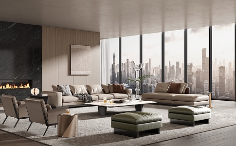 Modern Minotti living room 3d model