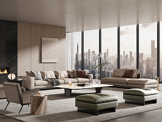 Modern Minotti living room 3d model