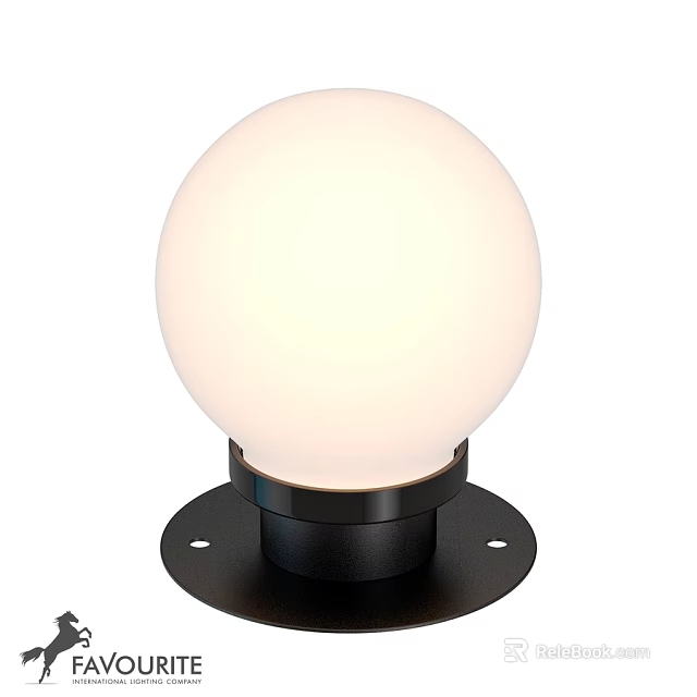 Outdoor Round Ball Light With White Shade And Black Base For Garden Decoration 3d model 