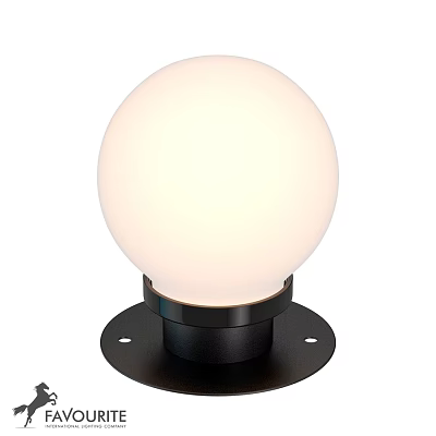 Outdoor Round Ball Light With White Shade And Black Base For Garden Decoration 3d model