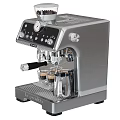 Stainless Steel Espresso Machine Modern Home Kitchen Appliance With Coffee Cups And Milk Frother