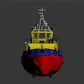RIV TUG Tugboat Featuring Yellow Upper Blue Middle And Red Lower Sections 3d model