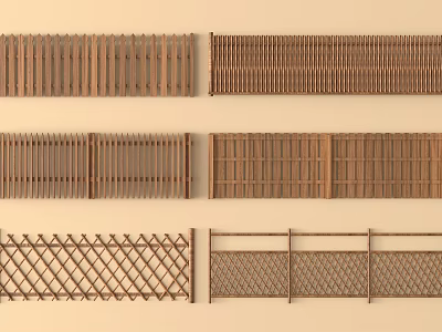 Different Wooden Railing Designs Featuring Slats Lattice And Panel Patterns 3d model