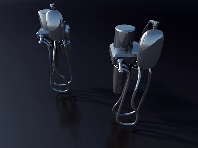Two Stainless Steel Electric Hand Mixers With Modern Design And Mixing Beaters 3d model
