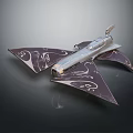Cosmic Exploration Aerospace Craft Featuring Artistic Patterned Wings And Metallic Design
