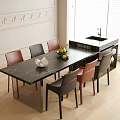 Modern Dining Table and Chair Island Table Dining Table Dining Chair 3d model