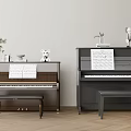 Stylish Two Pianos Interior With Sheet Music Decorative Items And Wooden Floor