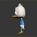 Cute Cartoon Duck Character With White Head Yellow Beak Blue Shirt Standing On Gray Background