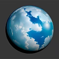 Cartoon Style Blue Toned Landscape With Rolling Sand Dunes And Cloudy Sky