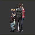 Group of Diverse Characters Including Adults and Children in Various Clothing Styles Standing Together