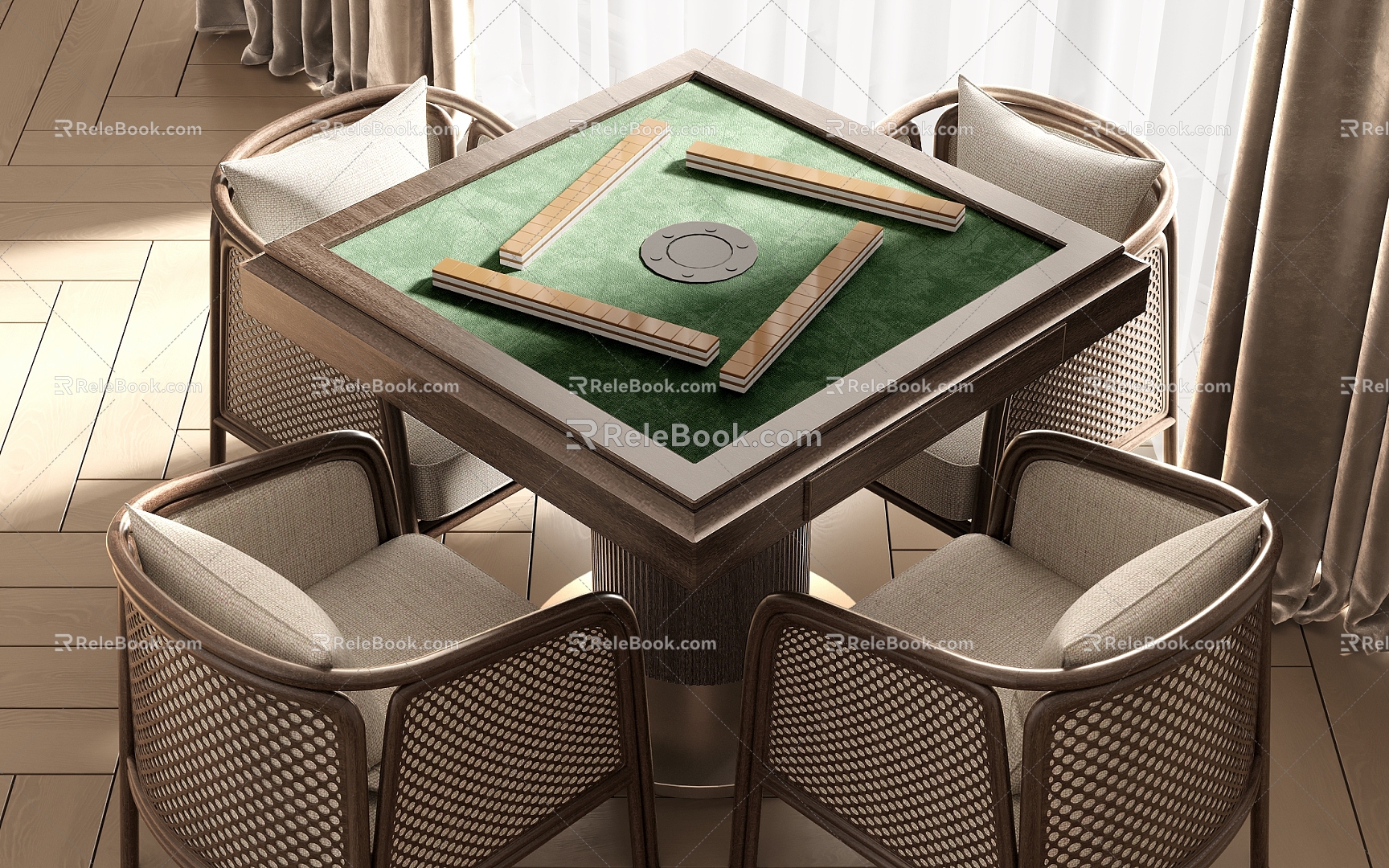 Mahjong Table and Chair Mahjong Table and Chair Combination 3d model