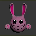 Pink Rabbit Game Movie Character With Large Ears Big Eyes Heart Patterns And Pink Paws