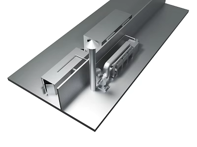 Industrial Metal Structural Components With Mechanical Parts On Steel Base 3d model
