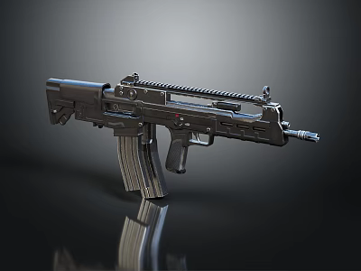 Modern Tactical Black Assault Rifle with Detachable Magazine Barrel Grip and Military Style Design 3d model