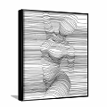 Abstract Human Sculpture With Black And White Curved Lines Design
