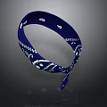 Blue Cotton Bandana With White Patterns For Daily Use Accessory