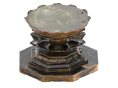 Ornate Antique Carved Decorative Base With Layered Structure And Intricate Patterns 3d model