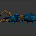 Detailed Blue Transparent Scorpion Art Model With Yellow Pincers And Legs