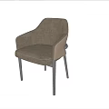 Modern Upholstered Leisure Chair With Beige Fabric And Black Metal Armrests Legs
