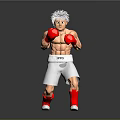 White Hair Boxer Figure With Red Gloves White Shorts IPPO Red Socks On White Base