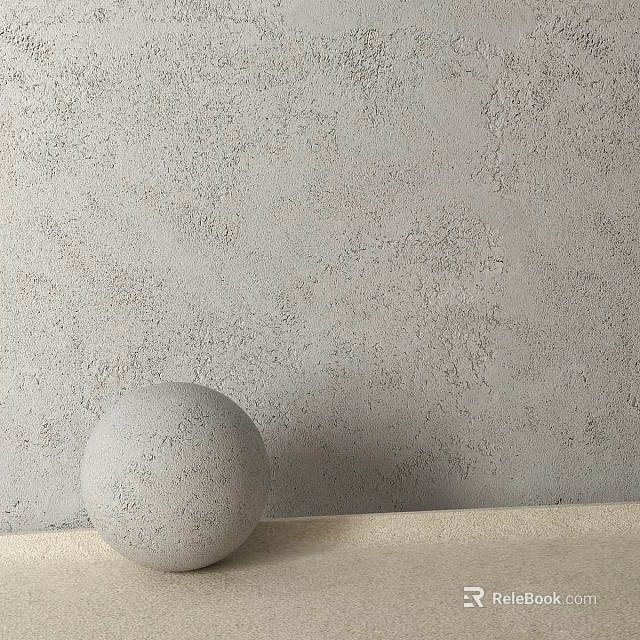 Textured Gray Wall Surface with Small Gray Sphere on Light Colored Countertop 3d model 