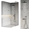 Modern Shower System With Rainfall Head And Handheld Spray In Concrete Bathroom Interior 3d model