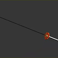 Katana Weapon With Red Black Blade Pattern And White Orange Handle On Gray Background