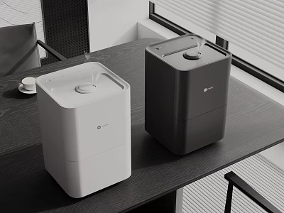 White And Black Household Appliances On Dark Table 3d model