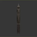 Wooden Stone Furniture Cabinet With Dark Brown Finish Carved Pillars And Pointed Tops