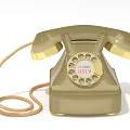 Vintage Telephone With Rotary Dial Beige And Gold Classic Retro Communication Device Design