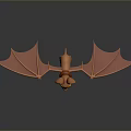 Cartoon Bat Character With Orange Body Large Wings And Yellow Eyes