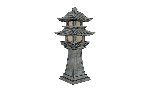 Ancient stone lamp 3d model