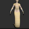 Fantasy Snake Woman With Yellow Scaled Body Crown Like Headpiece And Black Claws