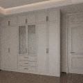 Modern White Built in Wardrobe With Gold Handles And Drawers Design