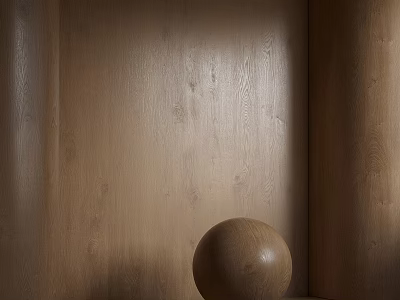 Wooden Floor Interior With Wooden Walls And Spherical Decor In Soft Light 3d model