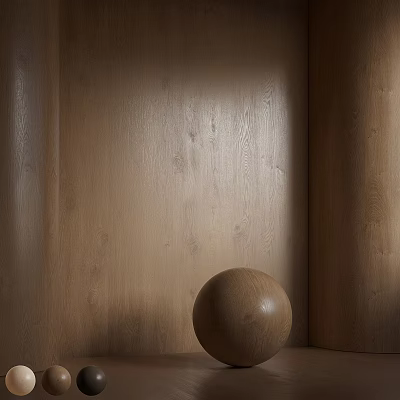 Wooden Floor Interior With Wooden Walls And Spherical Decor In Soft Light 3d model