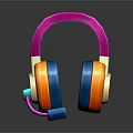Colorful Pink Headband Headphones With Blue Orange Ear Cups And Microphone For Modern Audio Experience