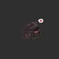 Cute Black Cartoon Monster With Heart Speech Bubble On Dark Background