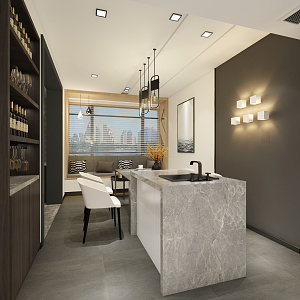 modern bar area black and white gray 3d model