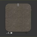 Public Chair With Gray Fabric Side Table Cup And Silver Human Figure