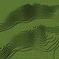 Green Park Landscape With Wavy Curved Hills And Lush Lawn Design