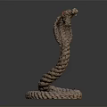 Rope Woven Snake Sculpture With Coiled Body And Red Eyes