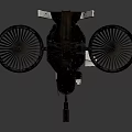 Modern Passenger Aircraft 3D Model With Sleek Black Body And Four Propellers Design