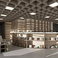 Modern Library Interior Design with Bookshelves Books and Ceiling Lights