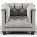 Elegant Light Gray Tufted Accent Chair With Piped Edges And Dark Legs